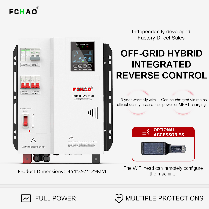 Hybrid Solar Inverter 5.5Kw Mppt 48V - Onduleur solaire hybride Fchao 3KW 4KW