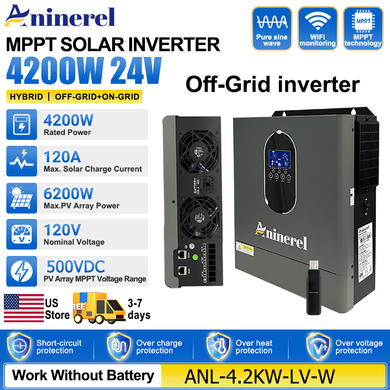 Inverter Pure Sine Wave 60Hz 120V 3000W - Aninerel 4200W 3KW 120V Onduleur Hybride