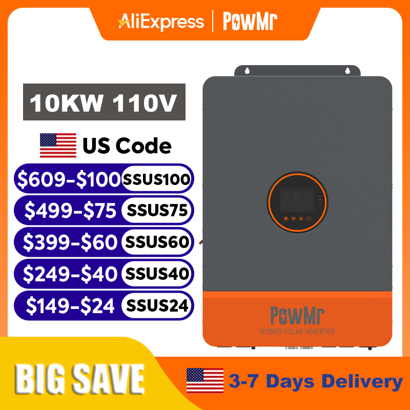 Split Phase Inverter 10Kw 110V 220V - Convertisseur solaire hybride PowMr 16KW 10KW