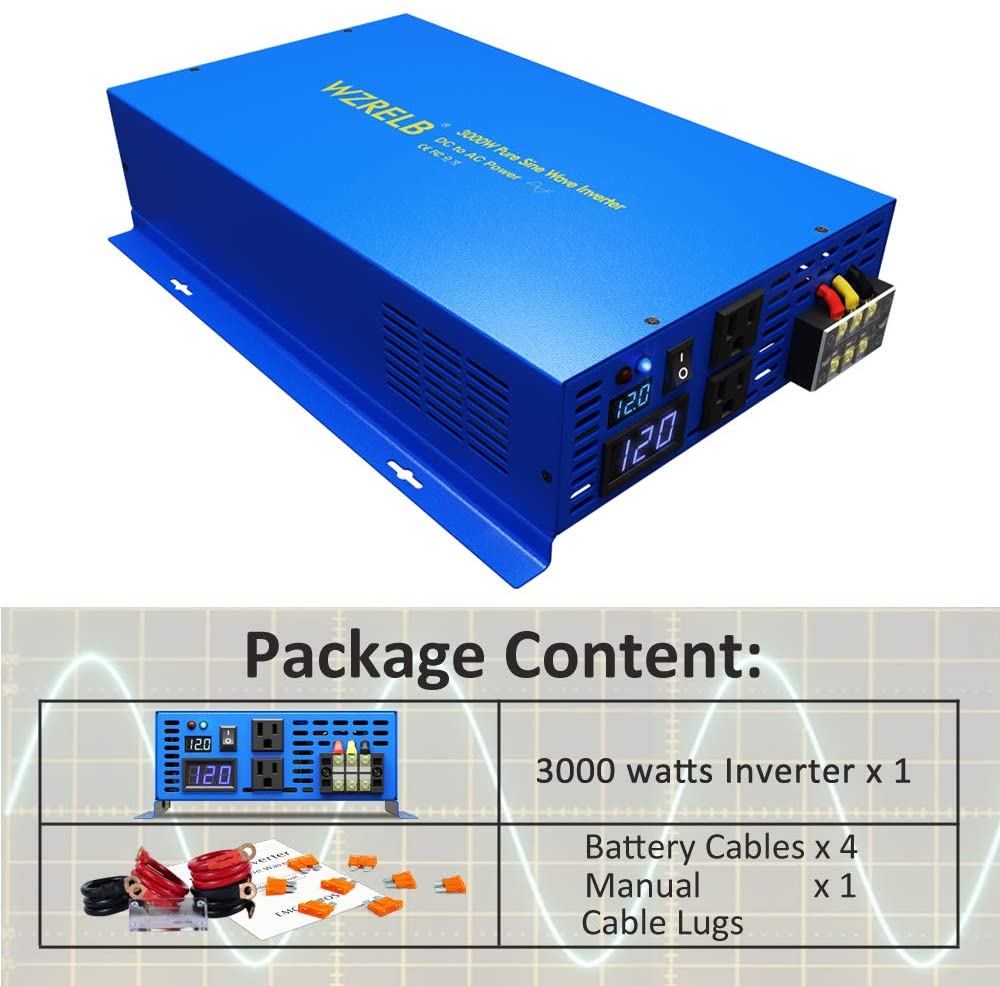 Inverter Pure Sine Wave 60Hz 120V 3000W - Onduleur de puissance à onde sinusoïdale