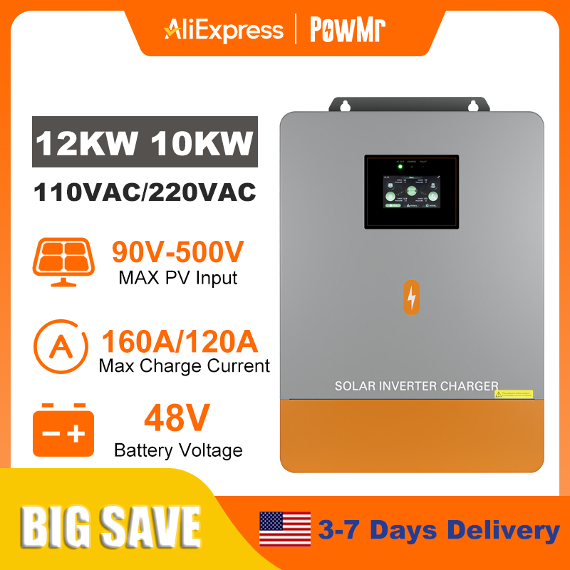 Split Phase Inverter 10Kw 110V 220V - Onduleur hybride solaire PowMr 12KW 10KW