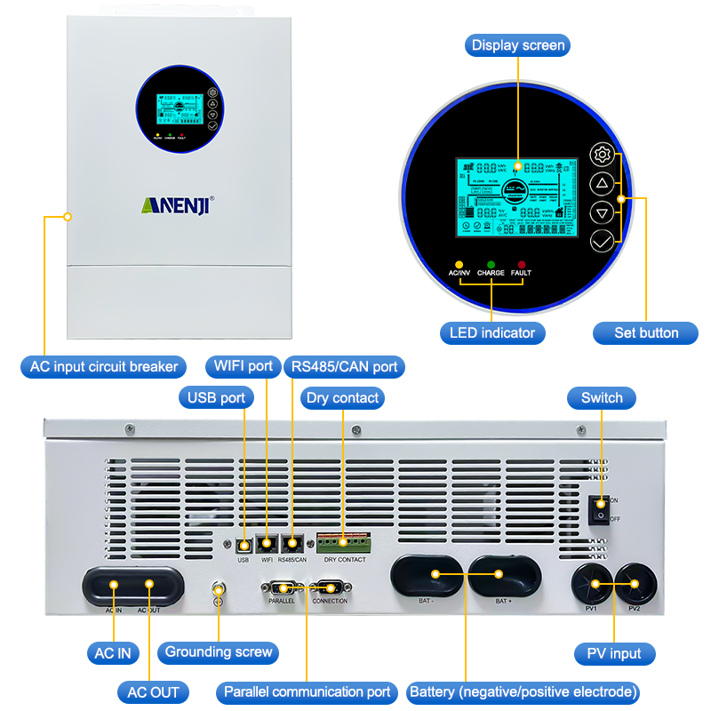 Onduleur solaire hybride ANENJ - Off Grid Solar Inverter 48V 6000W avis et prix