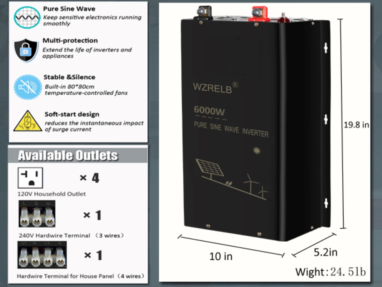 Convertisseur d'énergie solair - Off Grid Solar Inverter 48V 6000W avis et prix