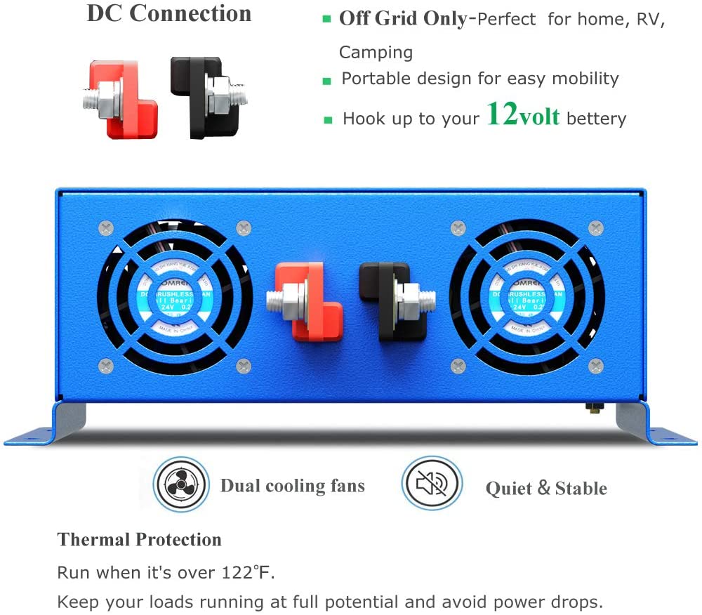 Onduleur de puissance à onde s - Inverter Pure Sine Wave 60Hz 120V 3000W avis et prix