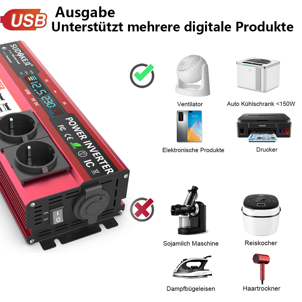 Convertisseur de courant 12V v - Power Inverter 12V 220V 4000W Continuous avis et prix